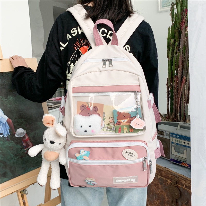 Ba Lô Đi Học/Du Lịch Cỡ Lớn Chống Thấm Nước Họa Tiết Hoạt Hình Phong Cách Nhật Hàn