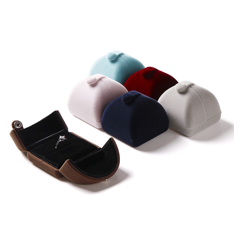 1 Hộp Đựng Nhẫn 2 Ngăn Bằng Vải Nhung Cao Cấp