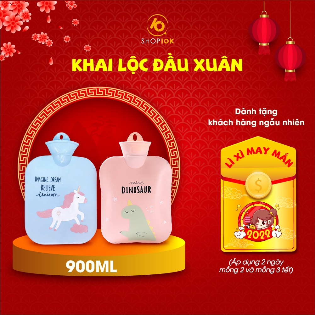 Túi chườm nóng lạnh SHOP10K giảm đau bụng kinh, túi chườm giữ ấm hạ sốt 900ml - SP004093