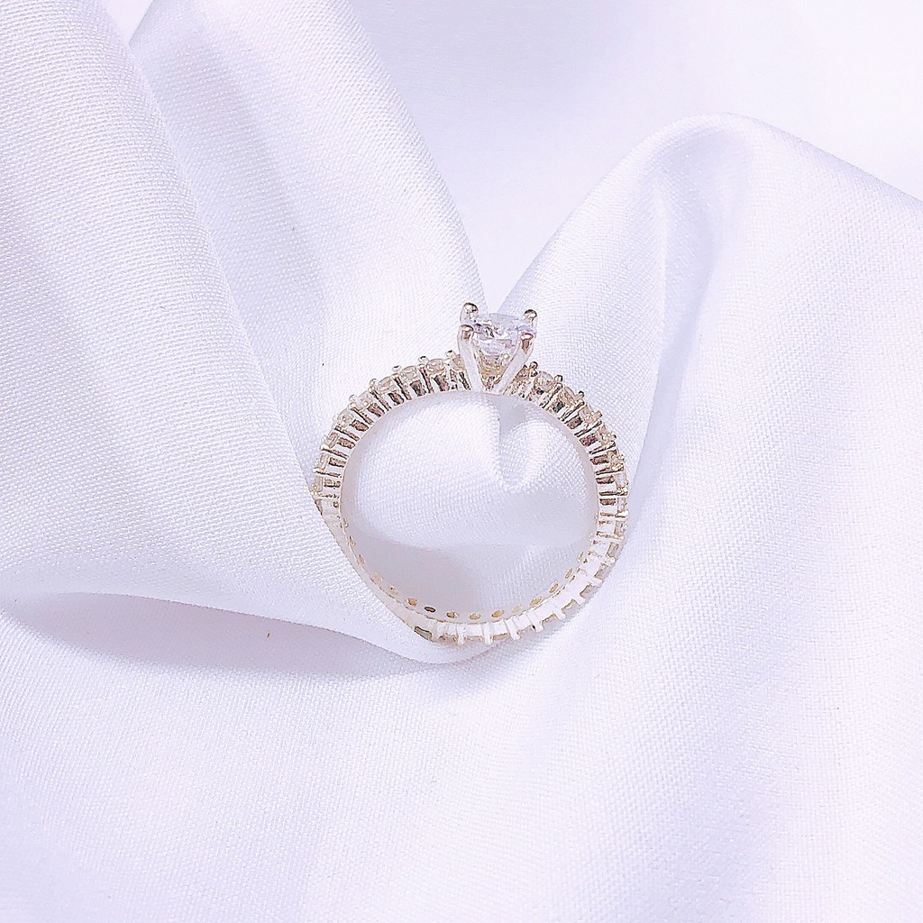 Nhẫn nữ bạc thật nhẫn đính đá quanh nhẫn cực đẹp/ Trang sức bạc JQN