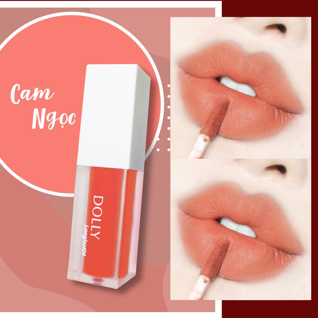 [Cam Ngọc] - Son Kem Lì Dolly Không Chì Hữu Cơ Màu Cam Ngọc Tách Set