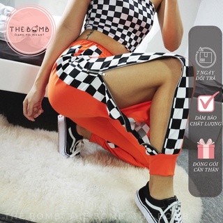 Quần jogger bo gấu xẻ đùi - quần jogger nữ màu cam