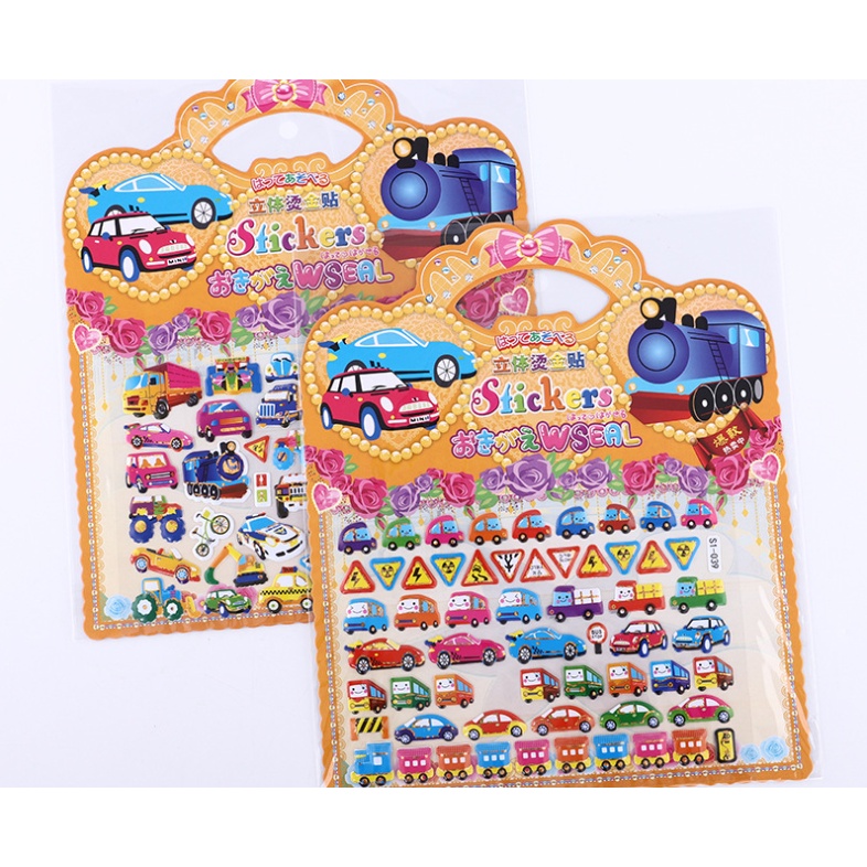Hình nhãn dán sticker nổi 3d gái trai lồi lõm xe, mặt cười, động vật, cá kích thước 20x24cm
