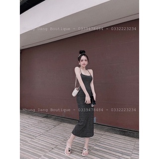Váy Body Kẻ 2s Xẻ Gấu