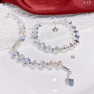 Lắc tay pha lê bạc 8li