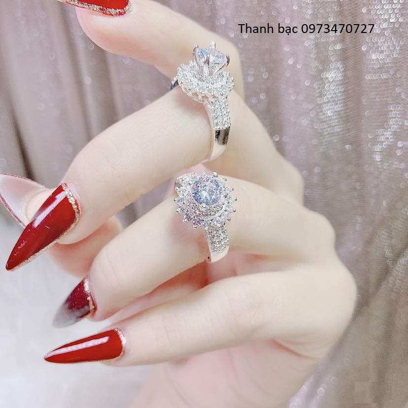 Nhẫn nữ bạc , nhẫn nữ bạc cao cấp,kiểu dánh hoa gắn nhiều đá nhỏ sáng laaspp lánh