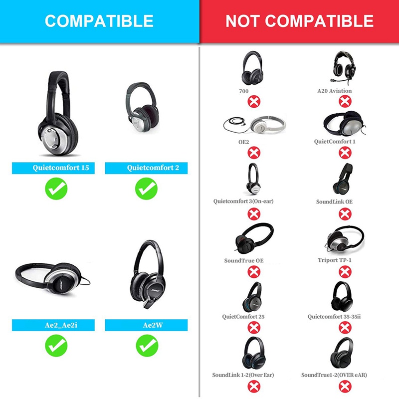 1 cặp miếng đệm tai thay thế chuyên nghiệp cho da Protein mềm QuietComfort QC2 QC15 AE2 QC25 ( Đen