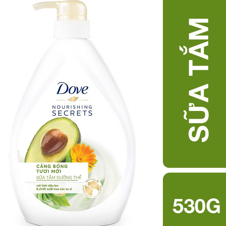 Sữa tắm dưỡng thể tươi mới Dove Nourishing Secrets bơ và hoa cúc 530g
