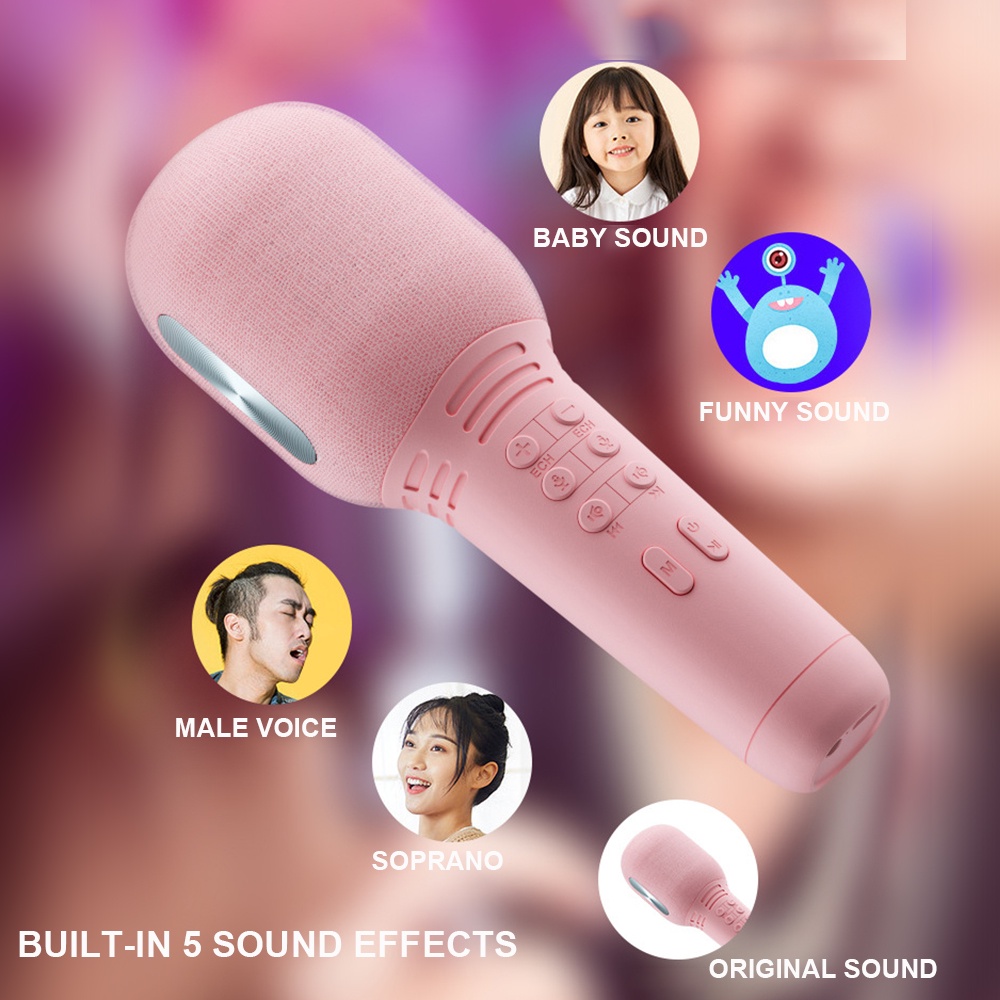 Micro karaoke kiêm loa BJONE K9 cầm tay kết nối bluetooth không dây tiện dụng cho máy hát karaoke tại nhà