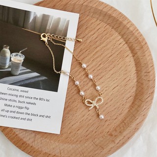 [Best saler] Vòng tay nơ kết hợp đá xinh xắn