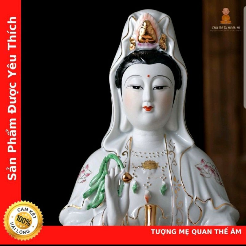 Mẹ tượng phật quan âm gốm sứ cao cấp màu trắng,nhiều kích thước