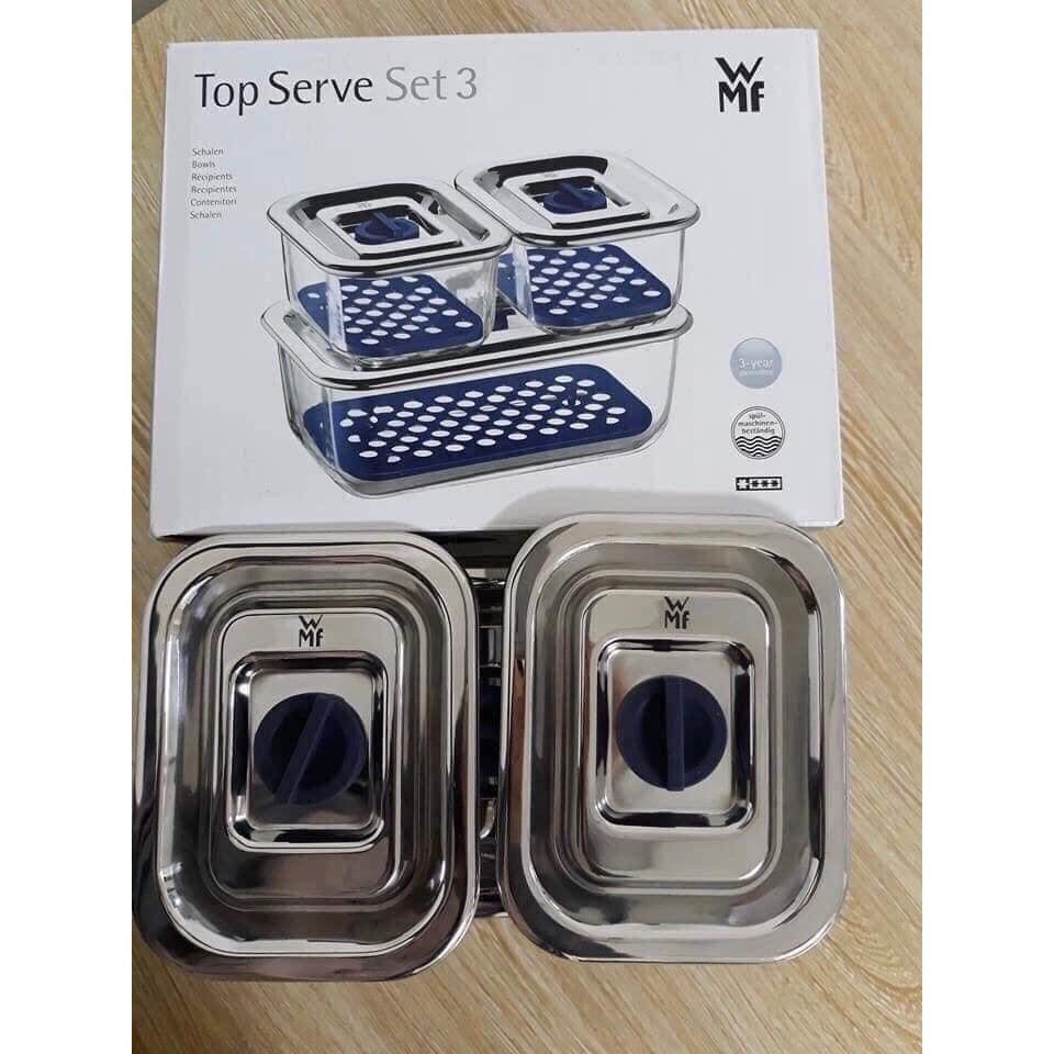 Set 3 hộp thủy tinh đựng thực phẩm WMF bảo quản thực phẩm kín [nhập Đức chính hãng]
