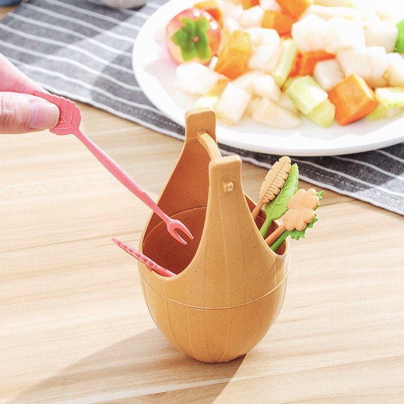 Bộ  giỏ nĩa, dĩa xiên hoa quả, dĩa xiên trái cây siêu xinh 3399