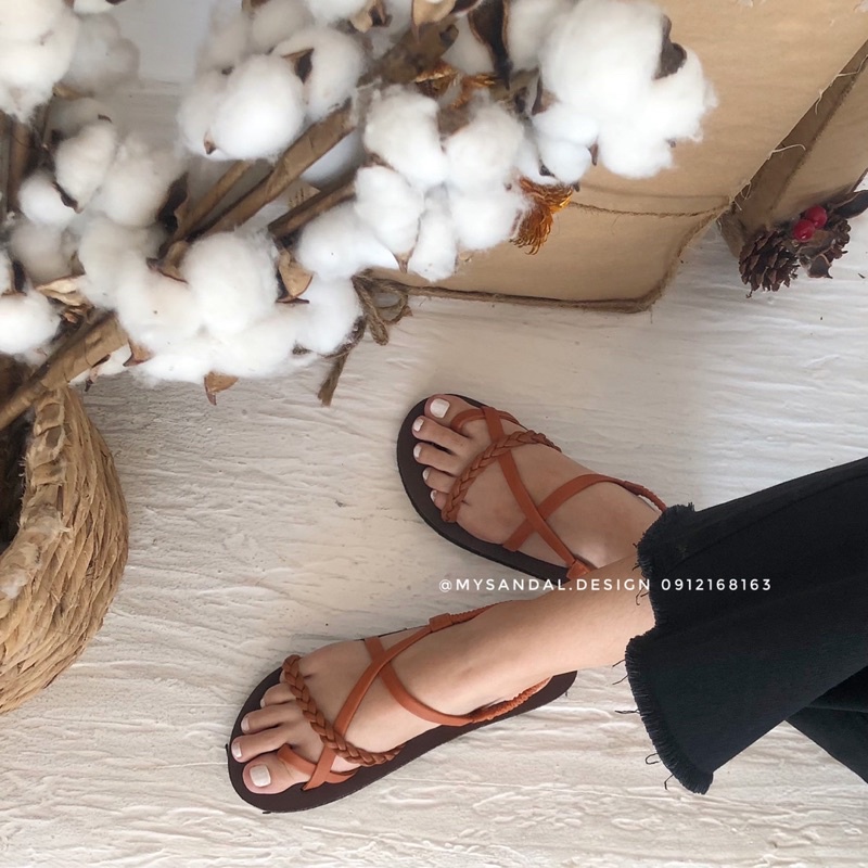 Giày Sandals hậu thun co giãn xỏ ngón quai tết bính đan chéo