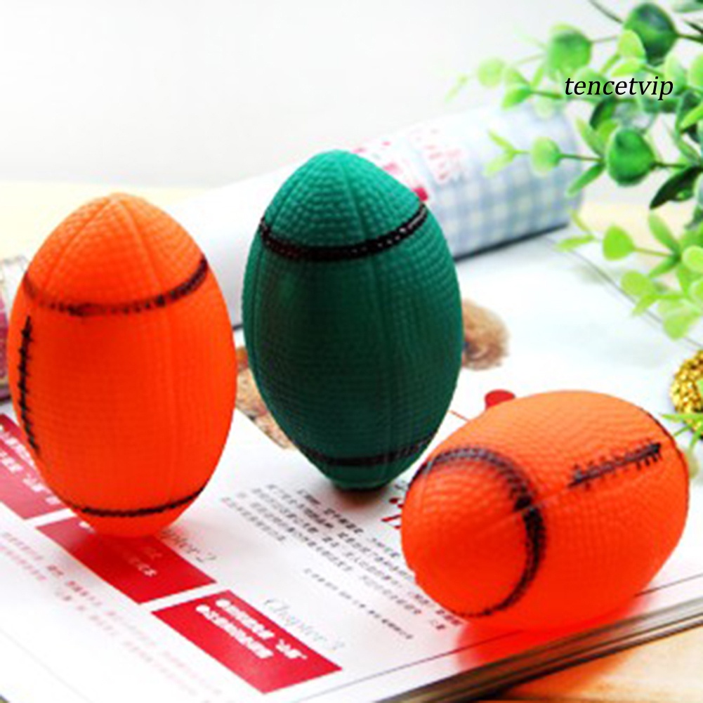 [Vip]Pet Puppy Chew Bite Rugby Ball Squeaker Squeaky Training Sound Toy Dog Gift