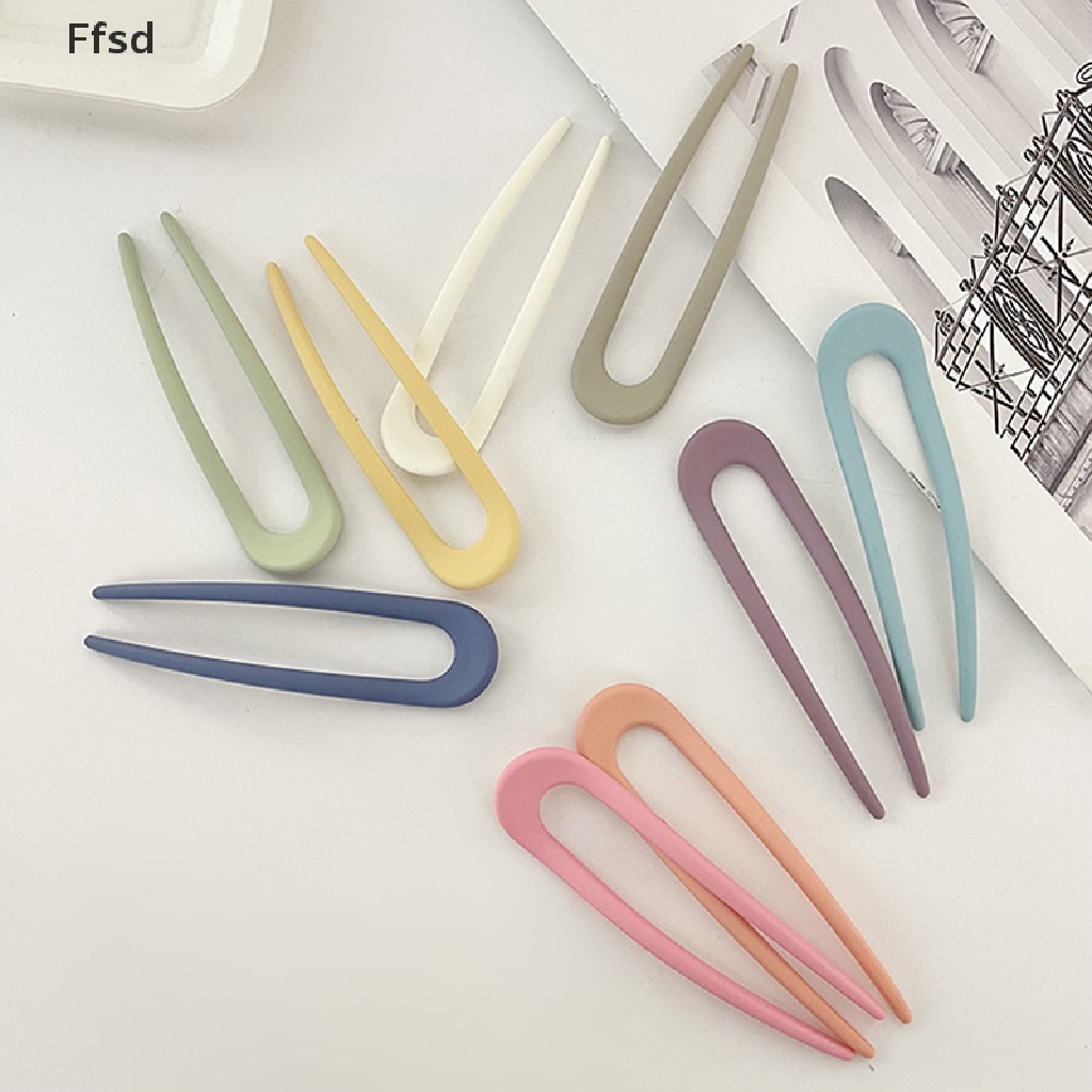 1 Kẹp Tóc Nhựa Hình Chữ U Màu Trơn Đơn Giản Thời Trang Cho Nữ