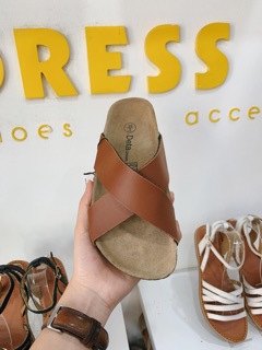 Pure Leather Birken - Dép chéo, đế ép êm