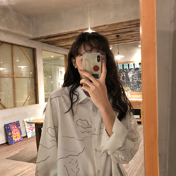 Áo Sơ Mi Dài Tay Cổ Bẻ Dáng Rộng Thời Trang Phong Cách Hàn Quốc | BigBuy360 - bigbuy360.vn