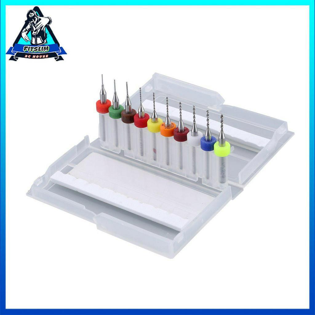Bộ 10 cái mũi khoan bảng mạch PCB 0.3 - 1.2mm bằng hợp kim cứng