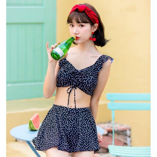 Bikini tắm biển kín đáo Hàn Quốc đồ bơi cạp cao che bụng - Siêu HOT | BigBuy360 - bigbuy360.vn
