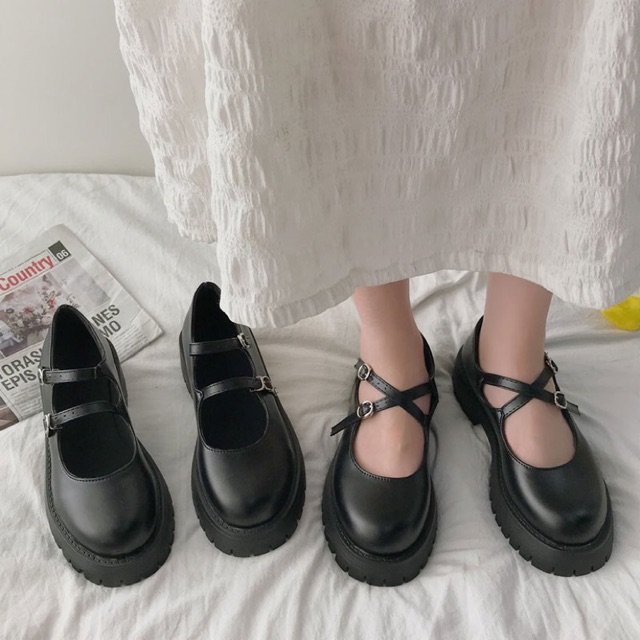 (Sẵn) Giày búp bê đeo quai đế cao