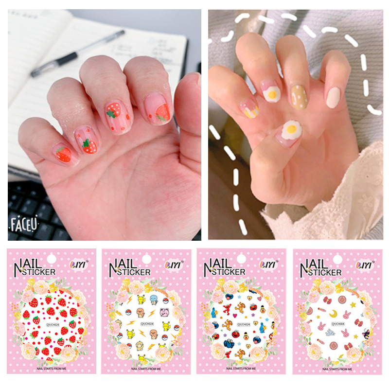 Nhãn dán móng tay hình trứng luộc 3D nhỏ xinh tươi tắn thời trang