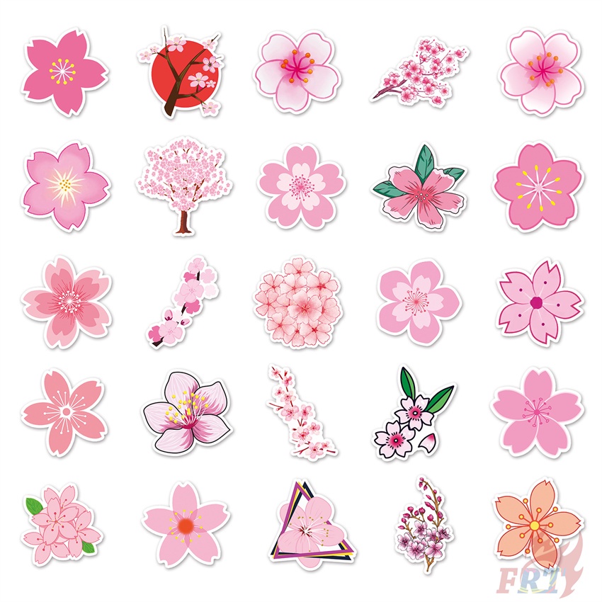 Bộ 100 Cái ❉ Hình Dán Sakura &amp; Daisy ❉ Sticker Dán Chống Thấm Nước Họa Tiết Doodle Hợp Thời Trang