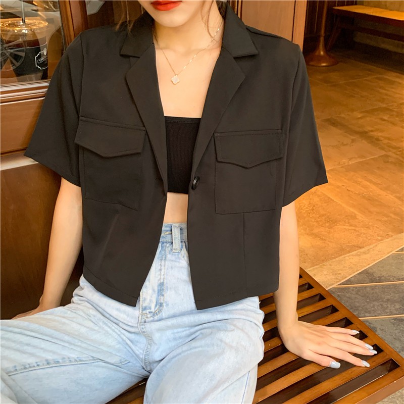 📷 Áo Blazer tay ngắn, kiểu croptop ( 2 màu ) | BigBuy360 - bigbuy360.vn