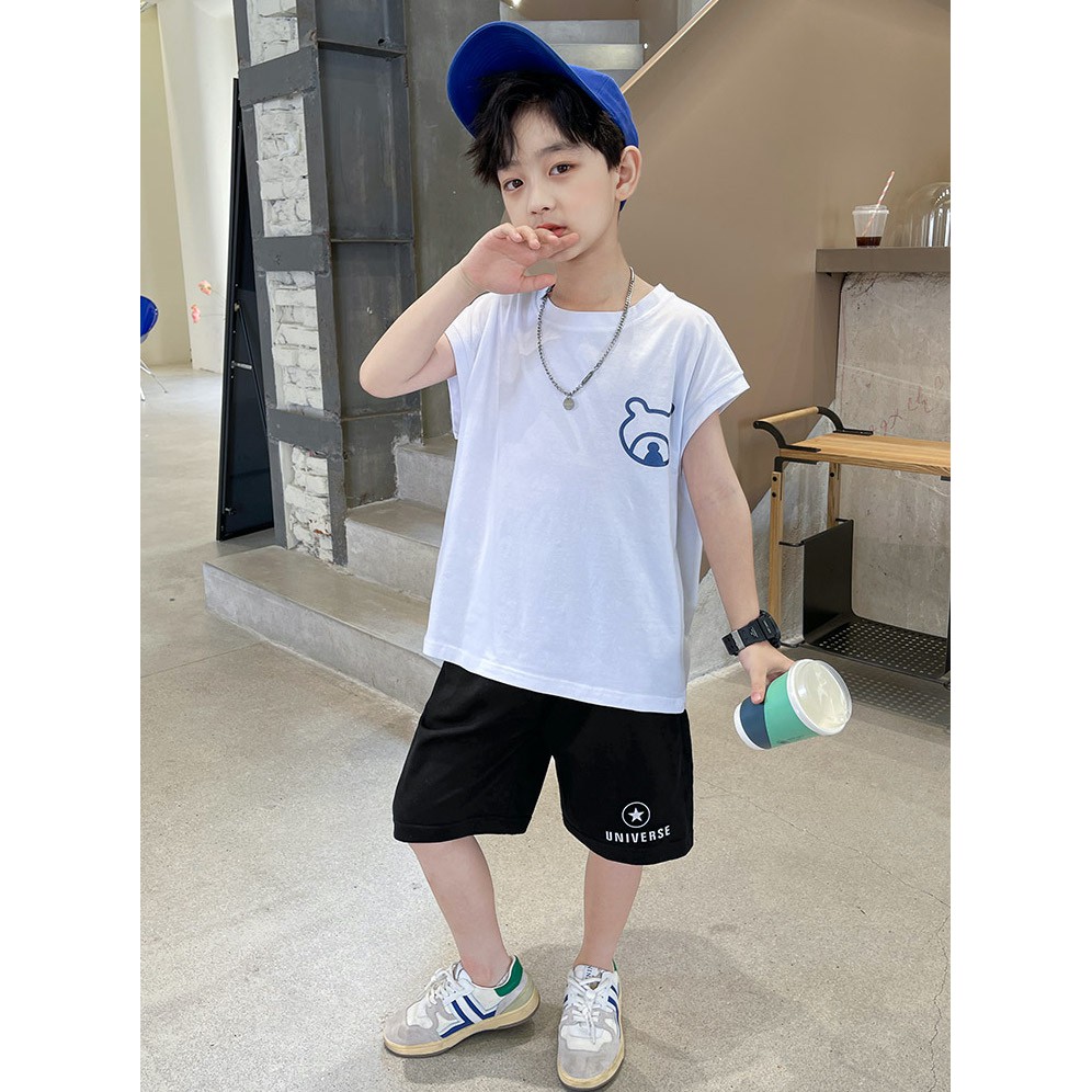 Bộ quần áo cho bé trai in logo đơn giản  Size từ 9-40kg. Chuẩn shop - Tem hiệu Thun cotton 100% co giãn 4 chiều, mát