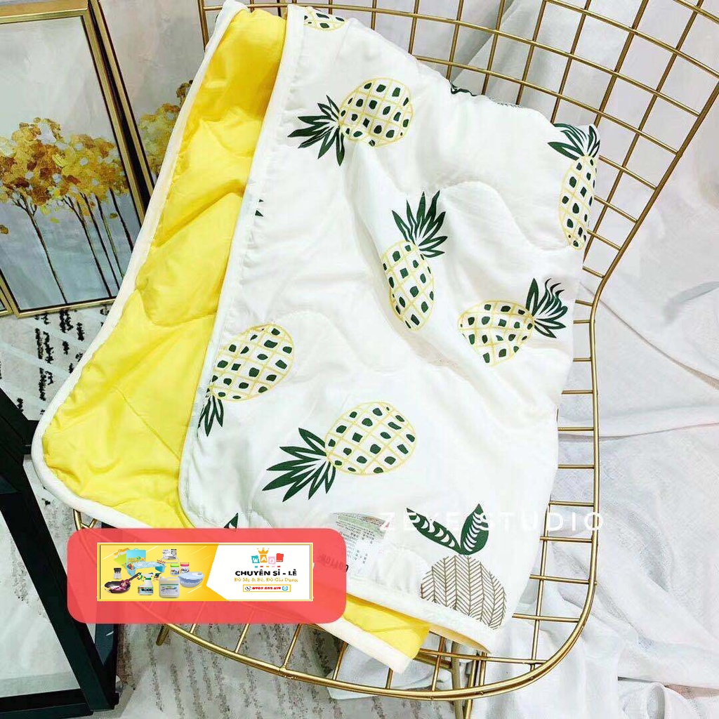 Mềnh cho bé đi học trần bông mỏng kích thước 1mx1m4, chăn cho bé sơ sinh đến 7 tuổi chất đũi pha mềm mát