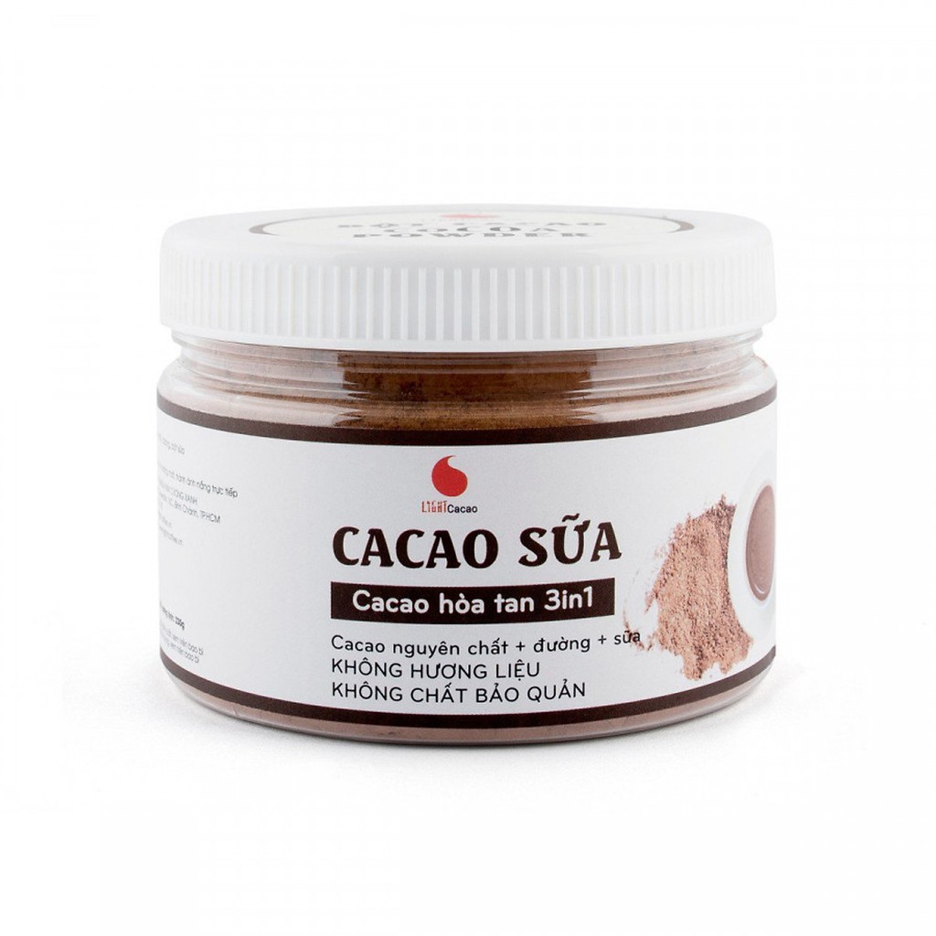 Cacao sữa 3in1 thơm ngon, tiện lợi - hũ 230g từ nhà sản xuất Light Coffee