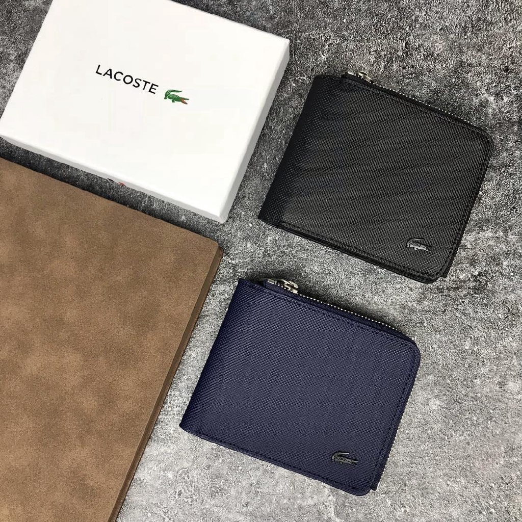 Lacoste Short Wallet Card Holder Package Zipper Wallets Leather Coin Purse Poch Bag