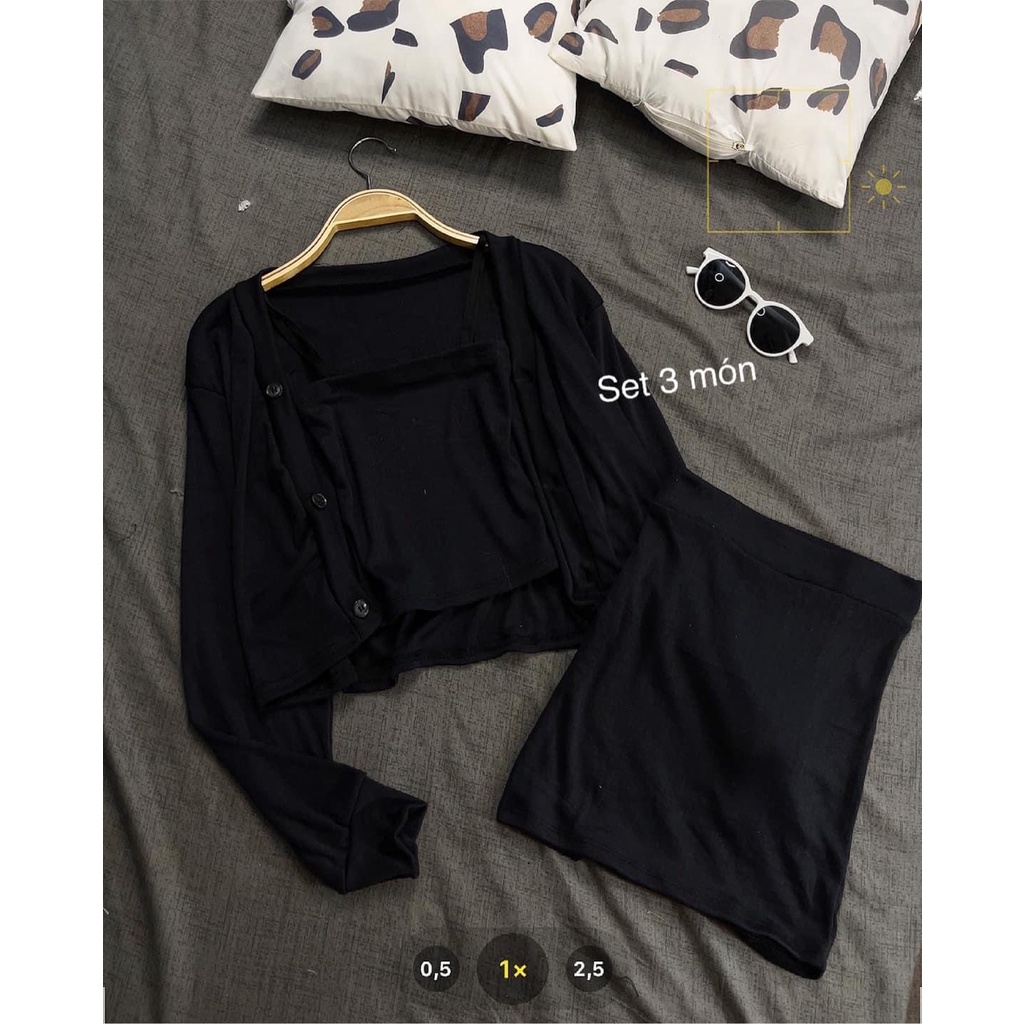 Set 3 Món Áo 2 Dây+ Chân Váy+ Cadigan ❤️❤️[FREESHIP]❤️❤️Cực Hời, Hottrend, Sexy | BigBuy360 - bigbuy360.vn
