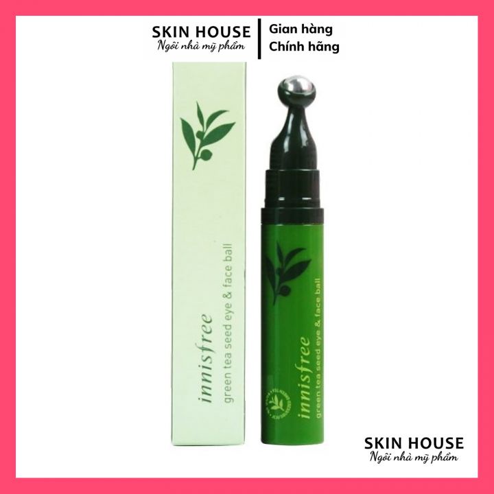 Lăn Dưỡng Mắt Innisfree - Kem dưỡng mắt có thanh lăn massage mắt Innisfree Green Tea Seed Eye &amp; Face Ball 10ml