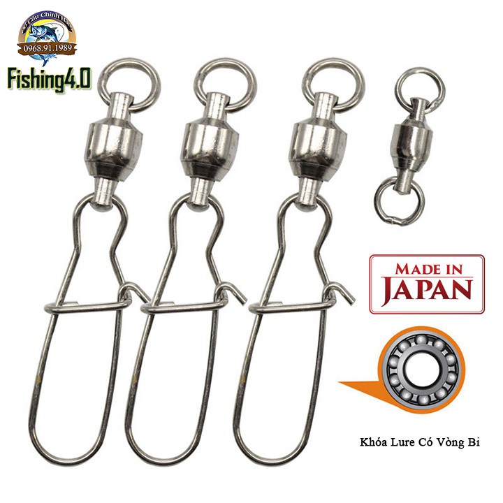 Khóa Linh Lure Japan - Câu tra - Lure Biển- Thép Trắng Không gỉ - Trục bi - Siêu Cứng Siêu Tải Cá