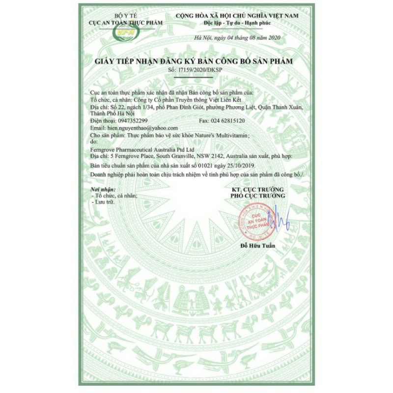 Viên uống vitamin tảo biển Nature's way Multivitamin with antioxidant Úc hộp 200 viên