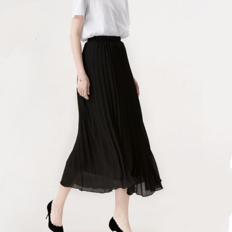 Chân váy voan dập ly 2 lớp dáng dài | BigBuy360 - bigbuy360.vn