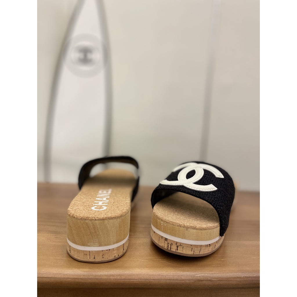 Dép quai ngang nữ thời trang cao cấp 𝘾𝙝𝙖𝙣𝙚𝙡 𝘾𝙝𝙖𝙣n𝙚𝙡 CN phong cách trẻ trung, cá tính