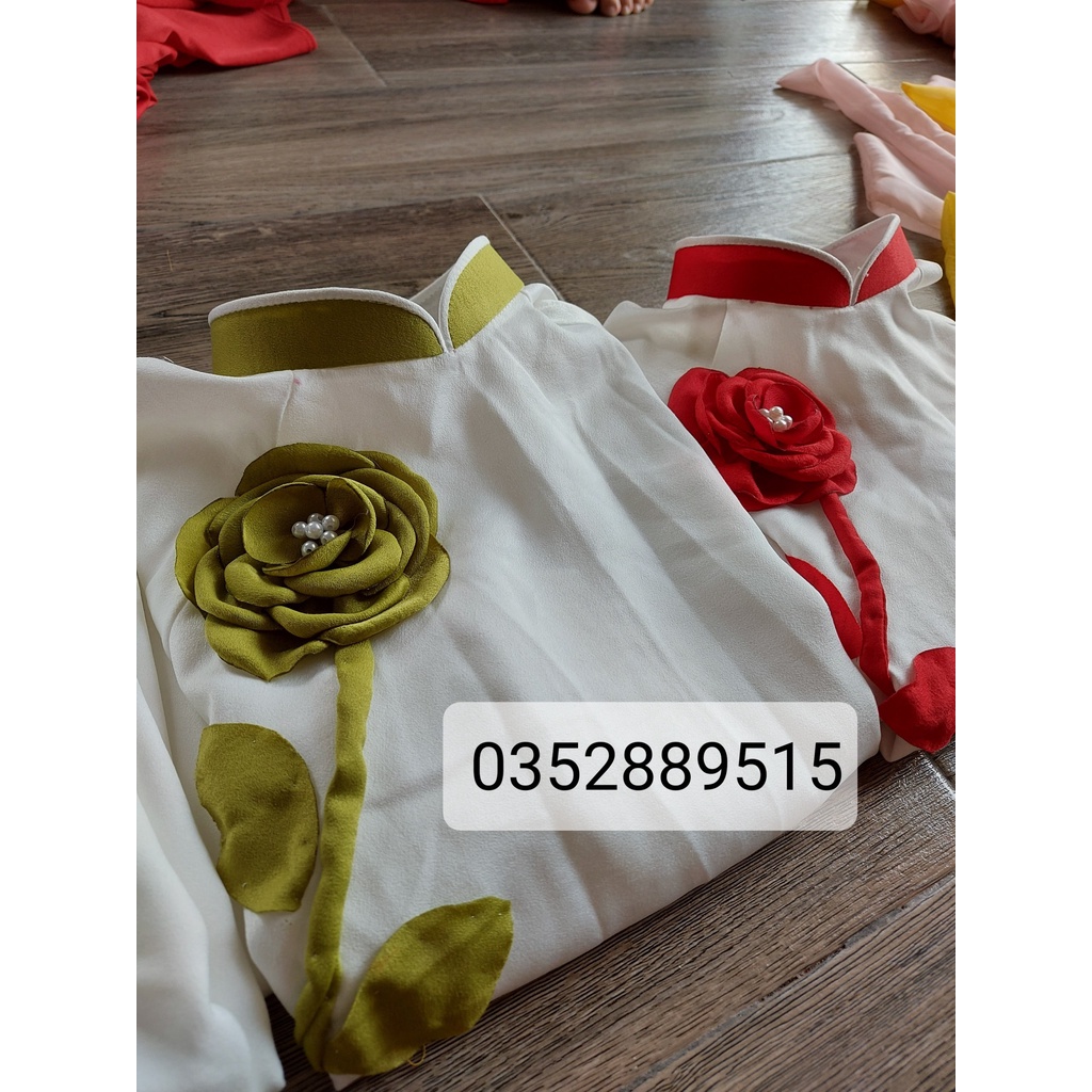 Bộ Áo Dài Tây Thi Đính Hoa- Áo Dài Cà Ri