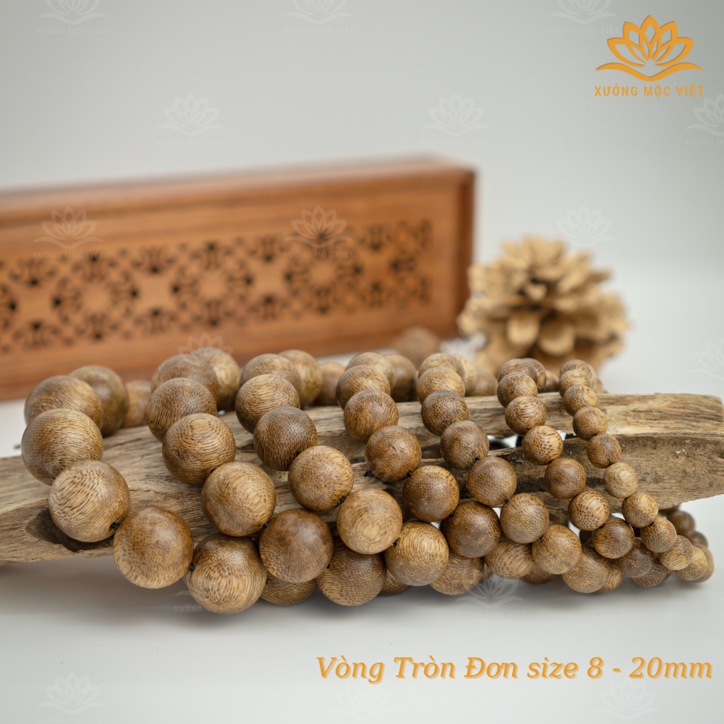 Vòng Tay Tròn Đơn Trầm Hương Tự Nhiên Size 6 - 20mm - Trầm Tốc Xưởng Mộc Việt