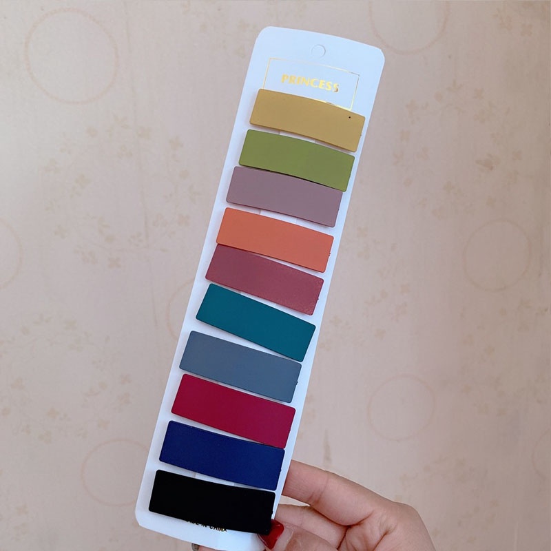 Set 10 kẹp tóc màu trơn thời trang Hàn Quốc cho nữ