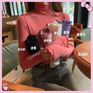 Áo Dệt Kim Mỏng Tay Dài Cổ Cao Ôm Dáng Cho Nữ