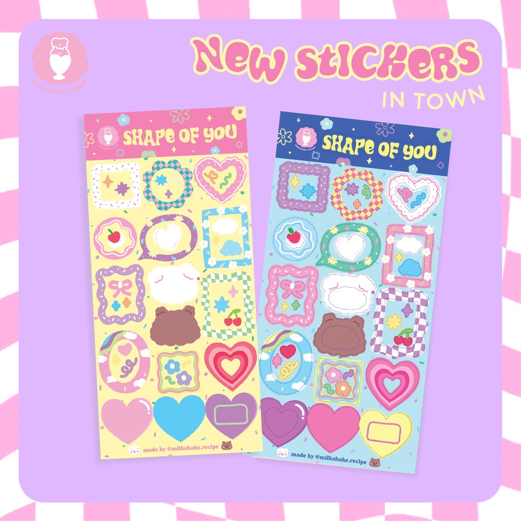 Milkshake Recipe| Stickers khung ảnh Shape of you cán lấp lánh trang trí sổ