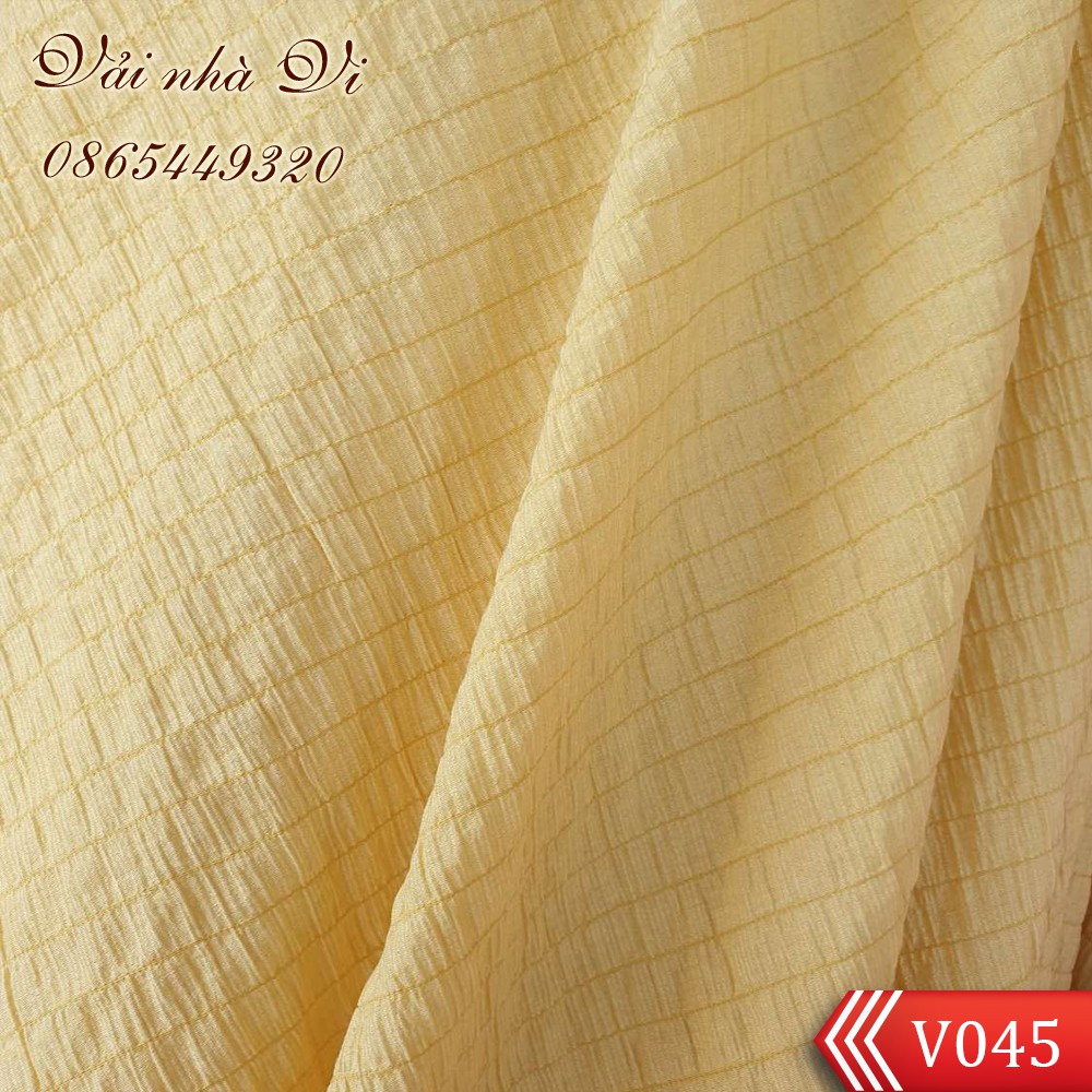 Vải đũi tơ nhún màu vàng nhạt khổ 1m6 - V045