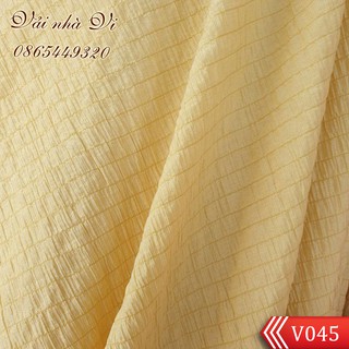 Vải đũi tơ nhún màu vàng nhạt khổ 1m6 - V045