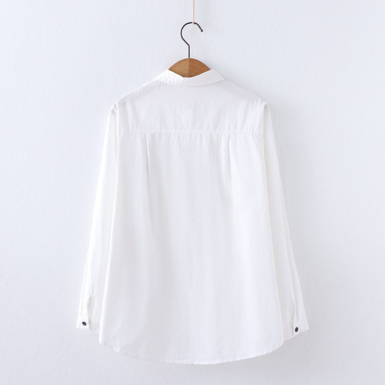 Áo SOMI Trắng  kate Thêu thỏ cute DÀI TAY nữ maicuteshop