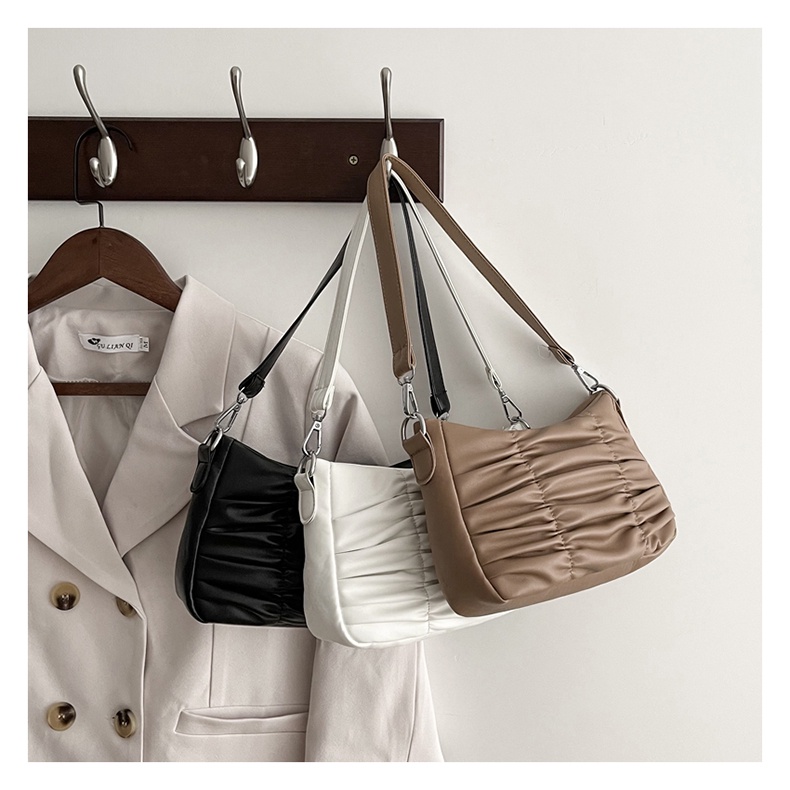 Túi Đeo Vai / Kẹp Nách 2 Ngăn Màu Trắng Phối Dây Xích Thời Trang Cho Nữ IELGY