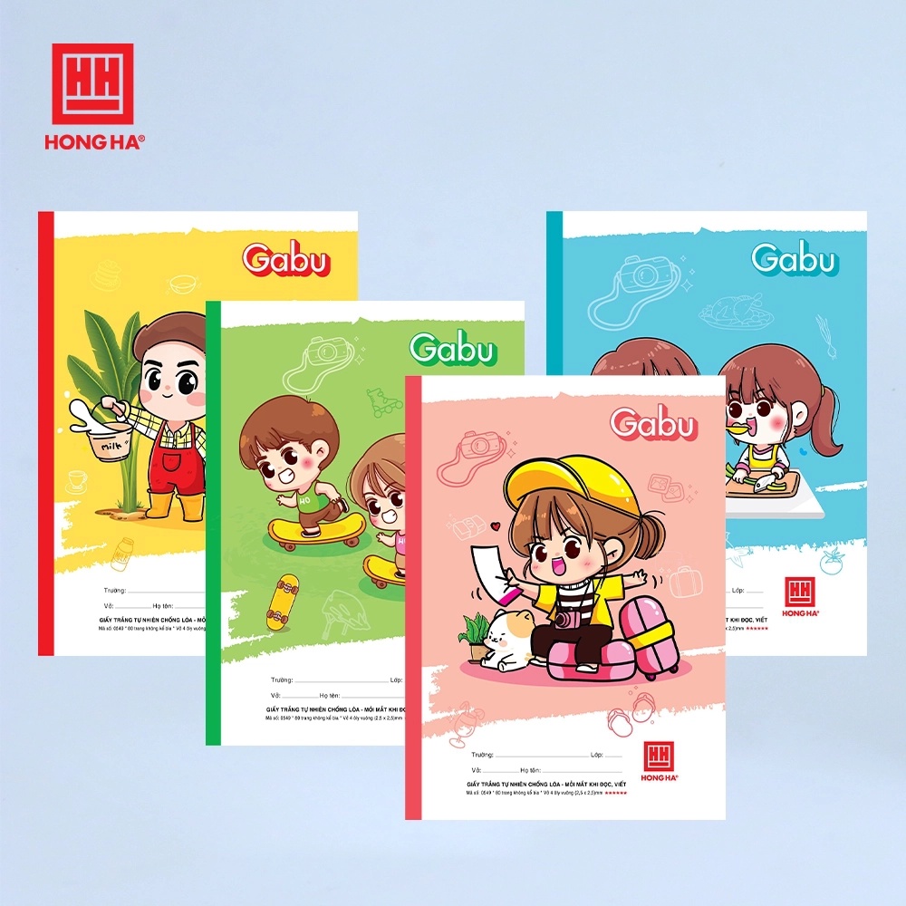 Vở 4 Ô Ly 80 Trang Hồng Hà School - Gabu 0549 mẫu mới