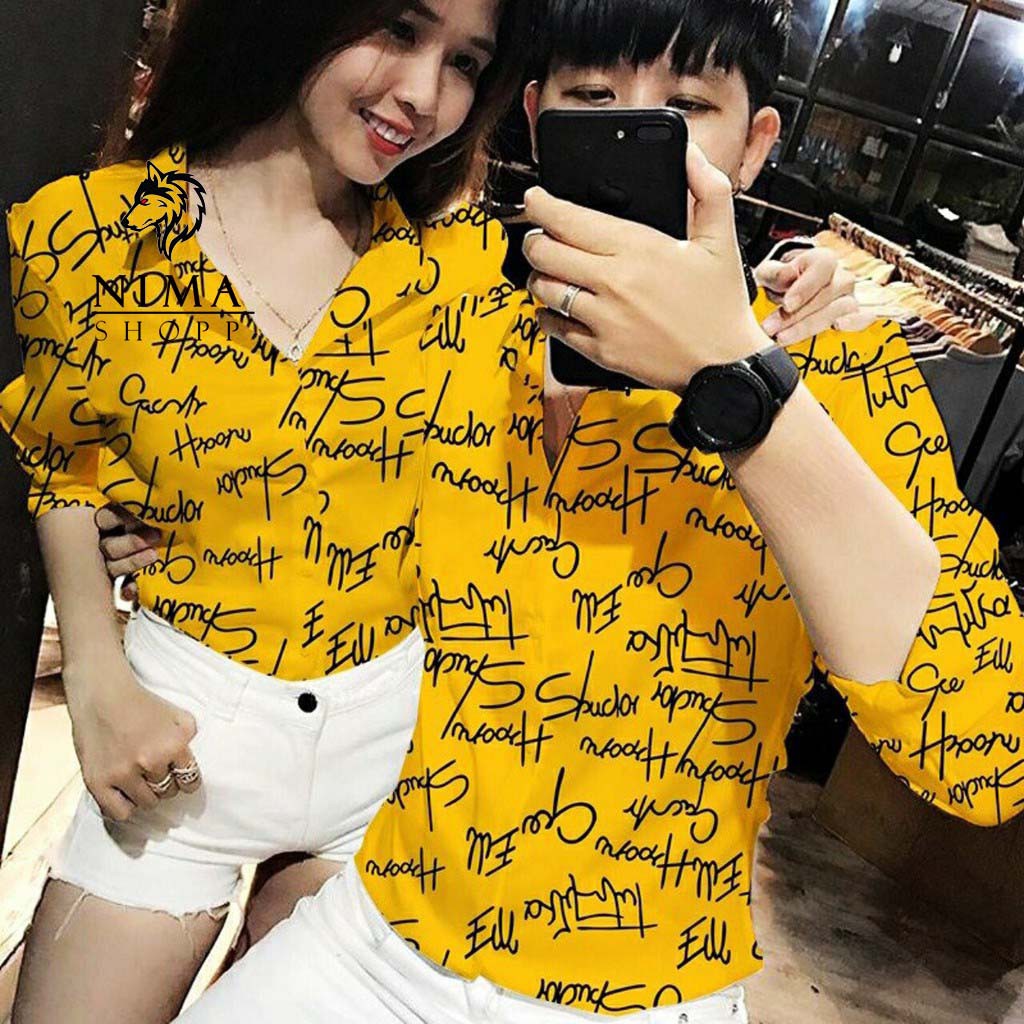 Áo sơ mi nam dài tay vải lụa họa tiết chữ cao cấp NMM033 | BigBuy360 - bigbuy360.vn