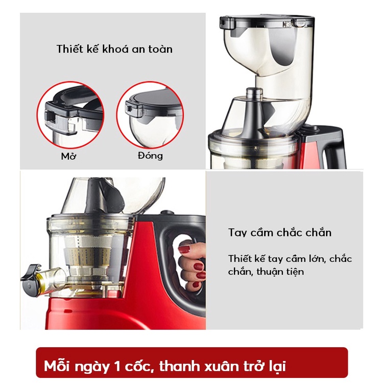 Máy ép chậm đa năng NINESHIELD KBF8B công suất 150W, vắt kiệt bã rau củ quả, dễ vệ sinh